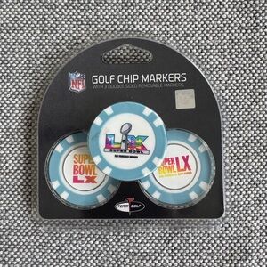NFL Super Bowl LX Light Blue & White Golf Chip Markers - 3 Pack